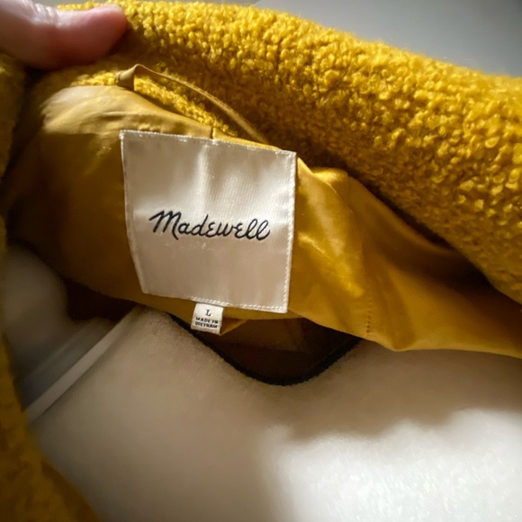 Madewell Bouclé Wool Double Breasted Cocoon Coat - Large -Mustard Yellow - Picture 5 of 10